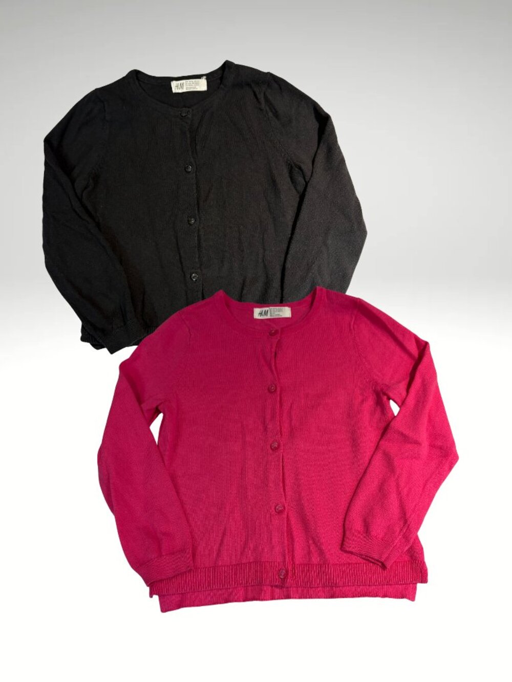 Preppy Classic H&M Girls Fuchsia & Black Button Cardigans (Size 4-6) (SKU: 202G)
